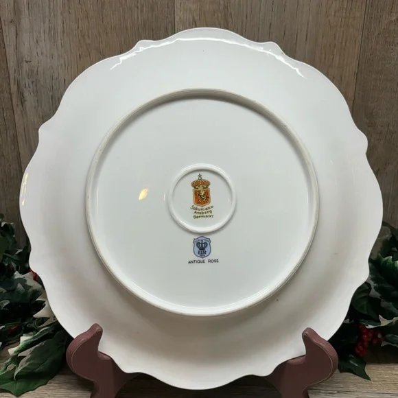 VTG Bavaria Schumann Arzberg Germany Plate Platter 12'' Antique Rose - Picture 7 of 11